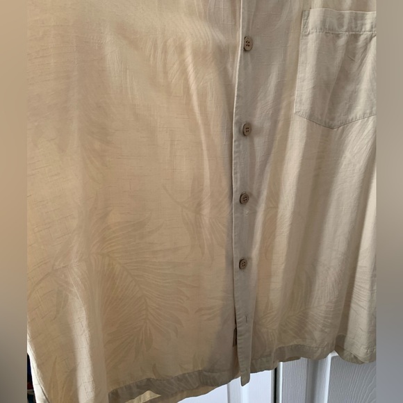 Jamaica Jaxx Mens Silk Button Down Shirt, Palm Print, Large, Good Condition - Picture 6 of 16